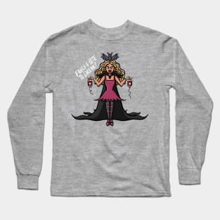 Fancy A Bite To Drink? Vampire Girl and Her Bat Bestie Digital Illustration Long Sleeve T-Shirt